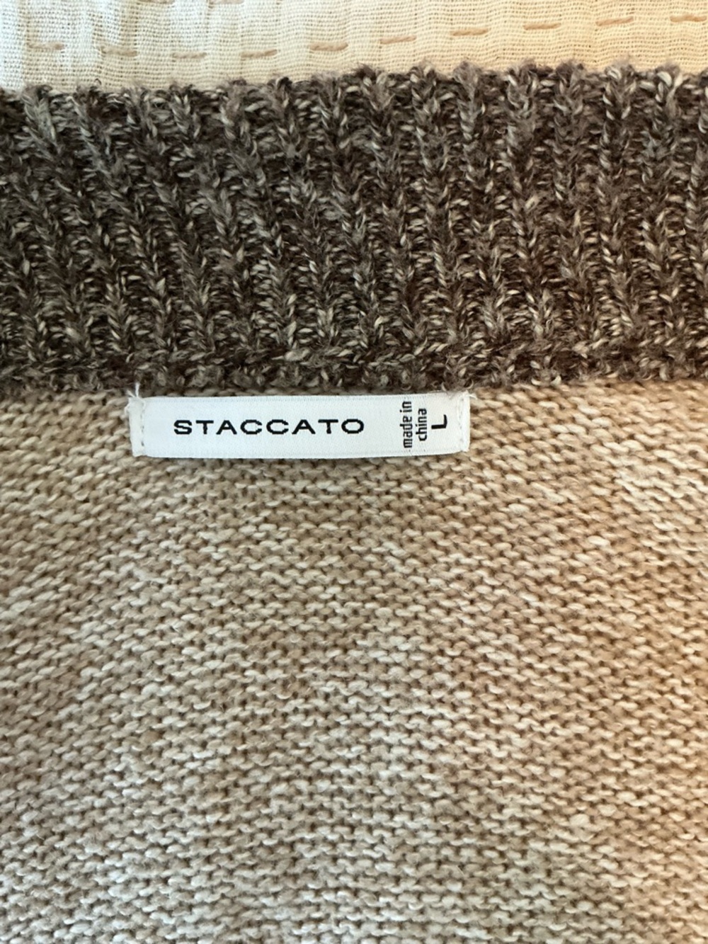 Staccato Beige, Brown & White Striped Women's Cardigan - Picture 3 of 3